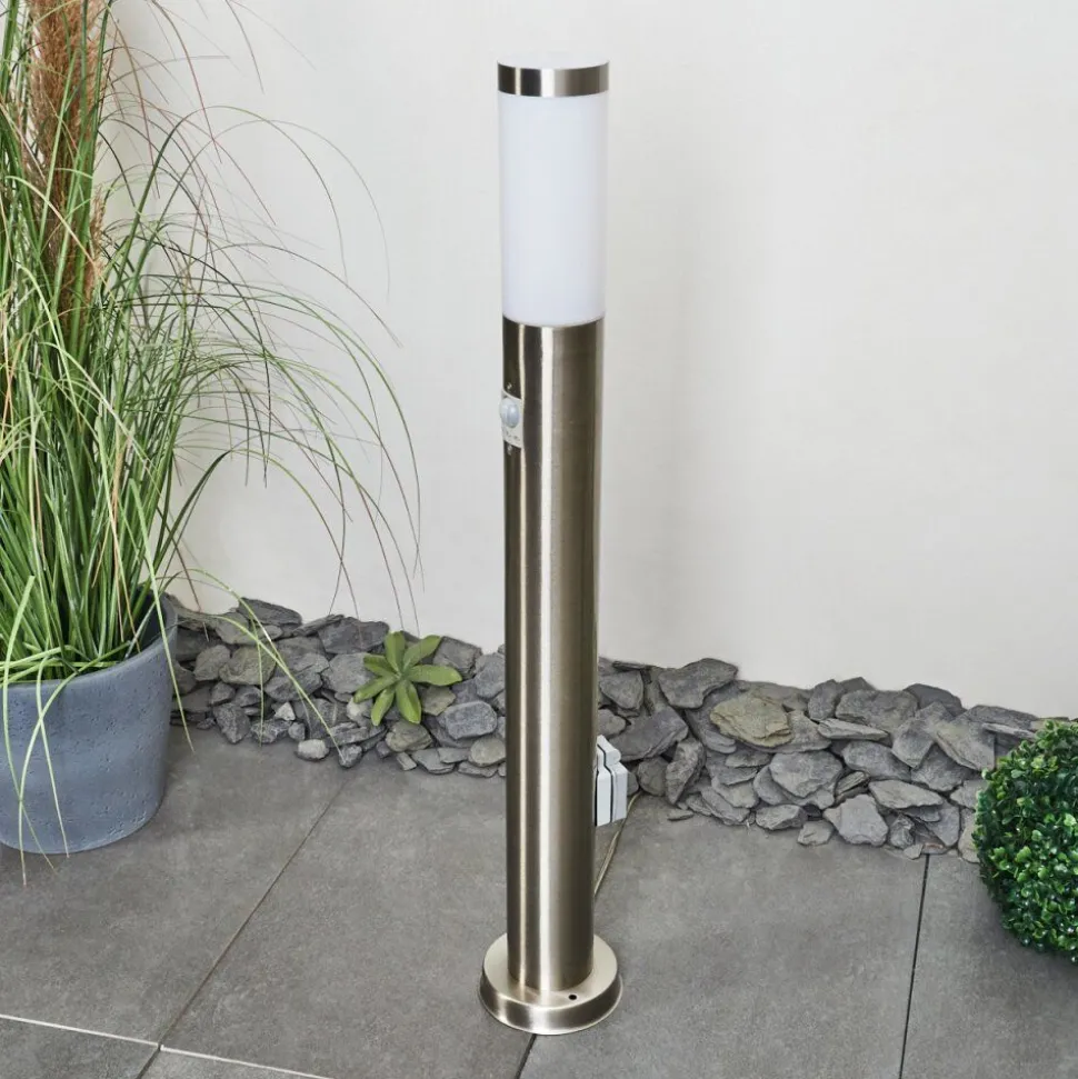 Borne Lumineuse Sessa Nickel Mat, 1 Lumiere, Detecteur De Mouvement
