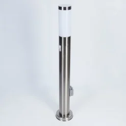 Borne Lumineuse Sessa Nickel Mat, 1 Lumiere, Detecteur De Mouvement