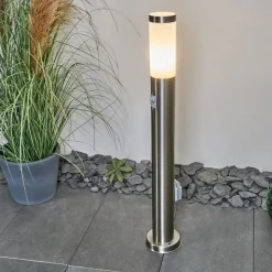 Borne Lumineuse Sessa Nickel Mat, 1 Lumiere, Detecteur De Mouvement
