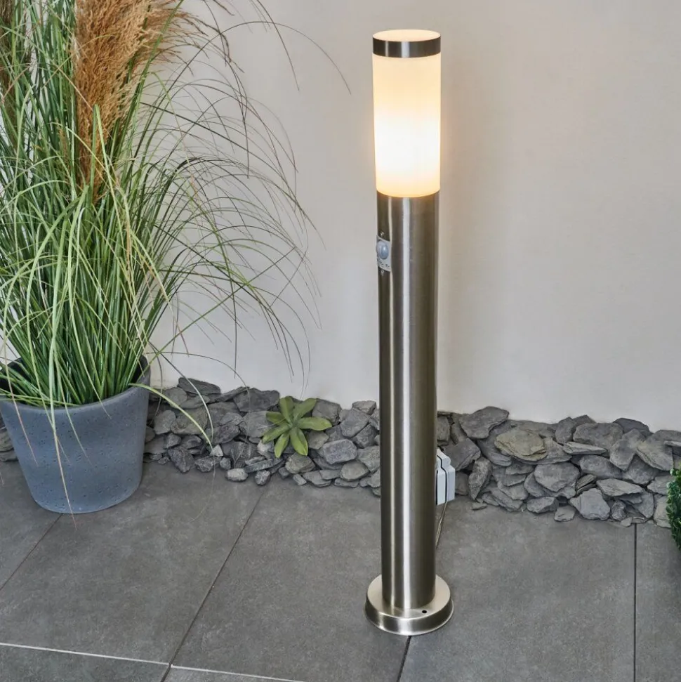 Borne Lumineuse Sessa Nickel Mat, 1 Lumiere, Detecteur De Mouvement