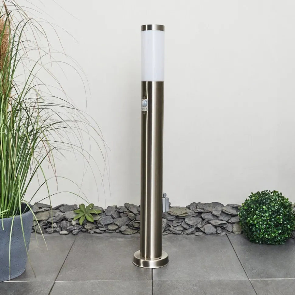 Borne Lumineuse Sessa Nickel Mat, 1 Lumiere, Detecteur De Mouvement
