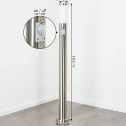Borne Lumineuse Sessa Nickel Mat, 1 Lumiere, Detecteur De Mouvement