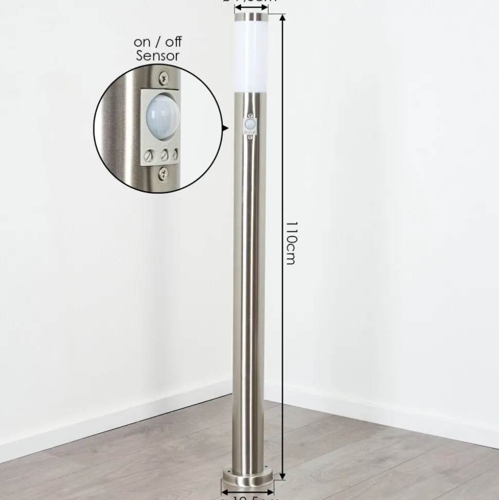 Borne Lumineuse Sessa Nickel Mat, 1 Lumiere, Detecteur De Mouvement