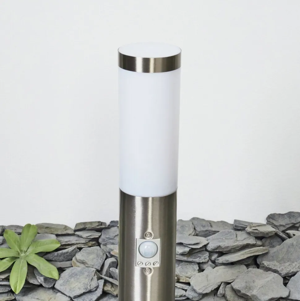 Borne Lumineuse Sessa Nickel Mat, 1 Lumiere, Detecteur De Mouvement