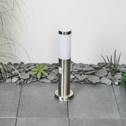 Borne Lumineuse Sessa Nickel Mat, 1 Lumiere, Detecteur De Mouvement