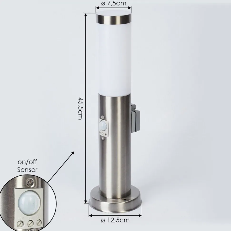 Borne Lumineuse Sessa Nickel Mat, 1 Lumiere, Detecteur De Mouvement