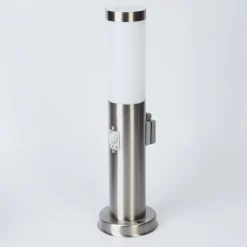 Borne Lumineuse Sessa Nickel Mat, 1 Lumiere, Detecteur De Mouvement