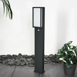 Borne Lumineuse Skove Led Anthracite, 1 Lumiere, Detecteur De Mouvement