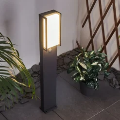Borne Lumineuse Skove Led Anthracite, 1 Lumiere, Detecteur De Mouvement