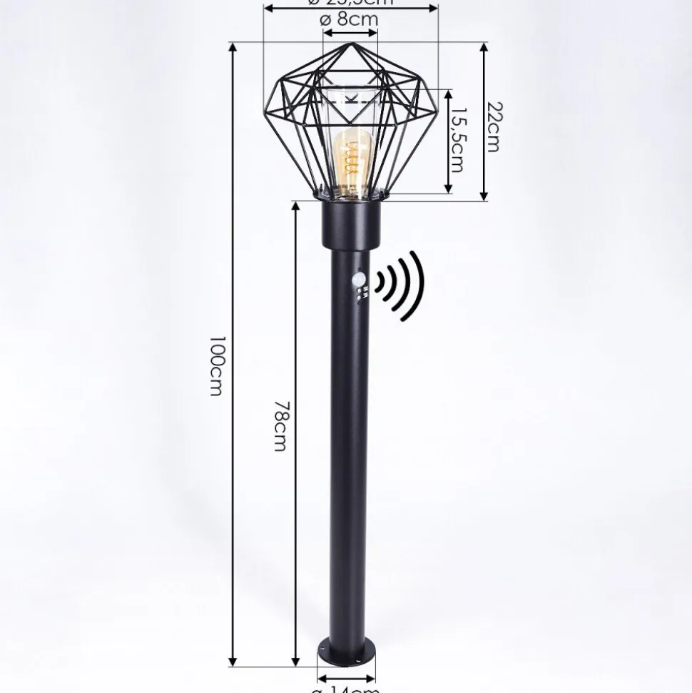 Borne Lumineuse Solda Noir, 1 Lumiere, Detecteur De Mouvement