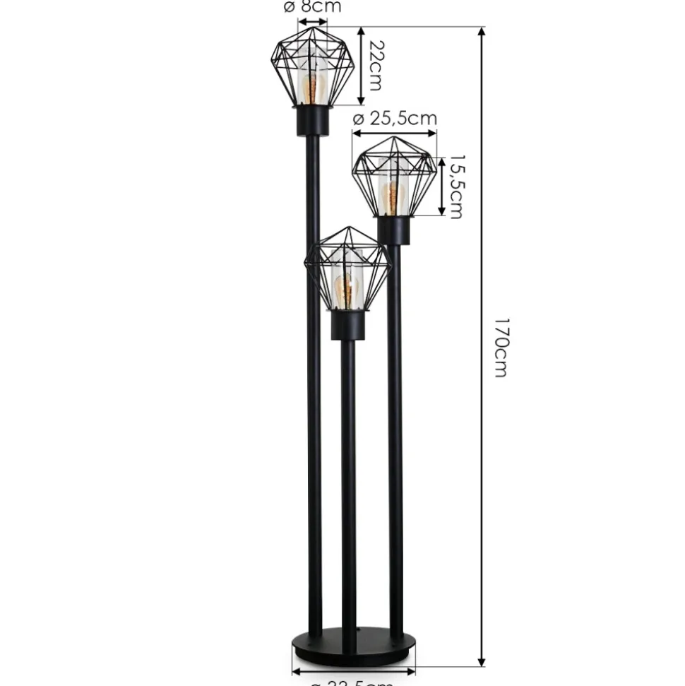 Borne Lumineuse Solda Noir, 3 Lumieres