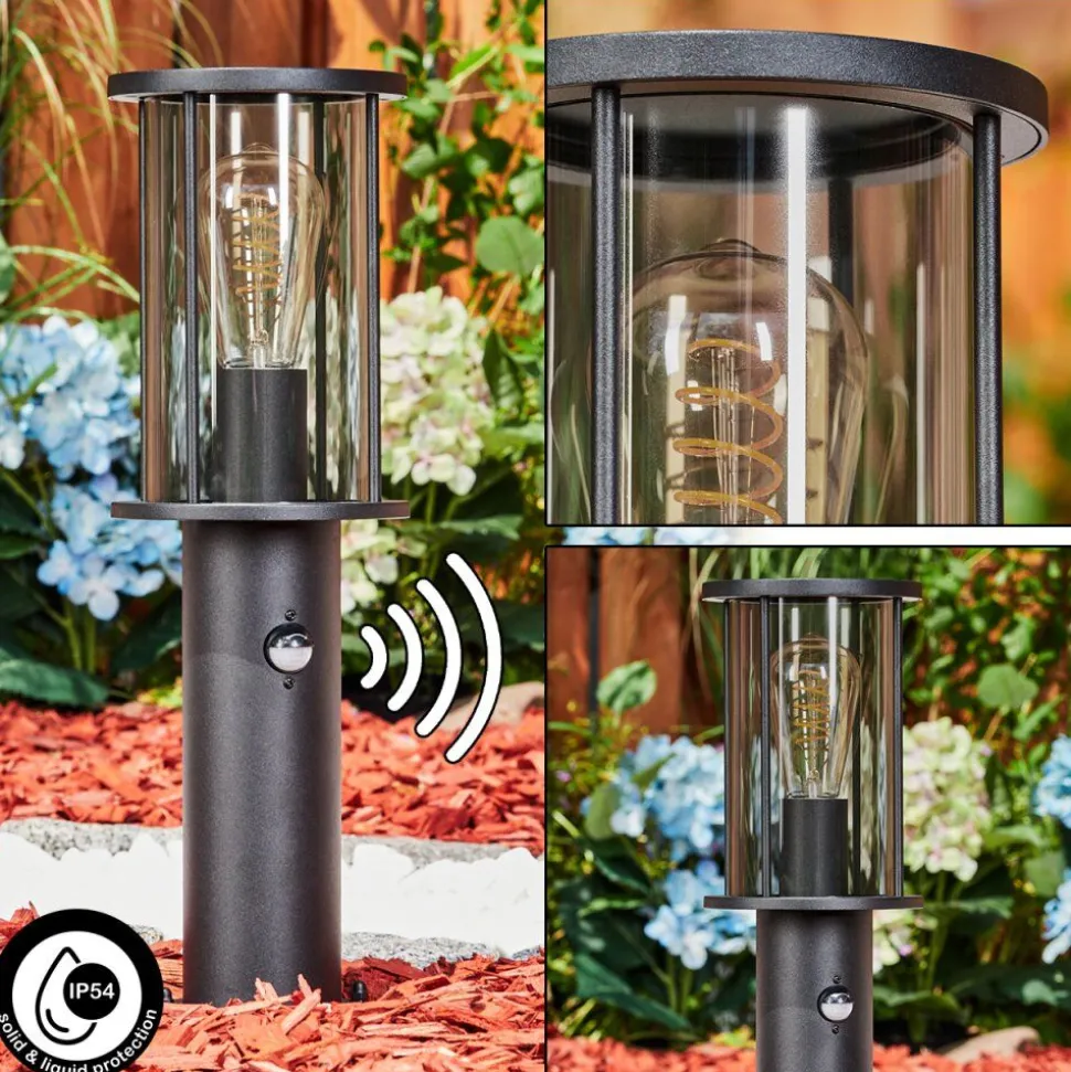 Borne Lumineuse Sumalao Noir, 1 Lumiere, Detecteur De Mouvement