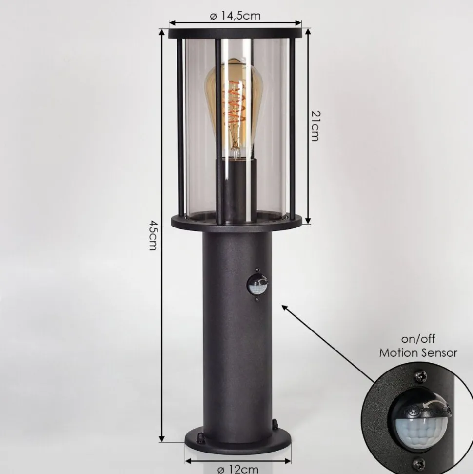 Borne Lumineuse Sumalao Noir, 1 Lumiere, Detecteur De Mouvement