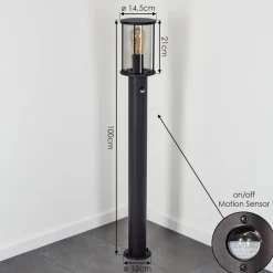 Borne Lumineuse Sumalao Noir, 1 Lumiere, Detecteur De Mouvement