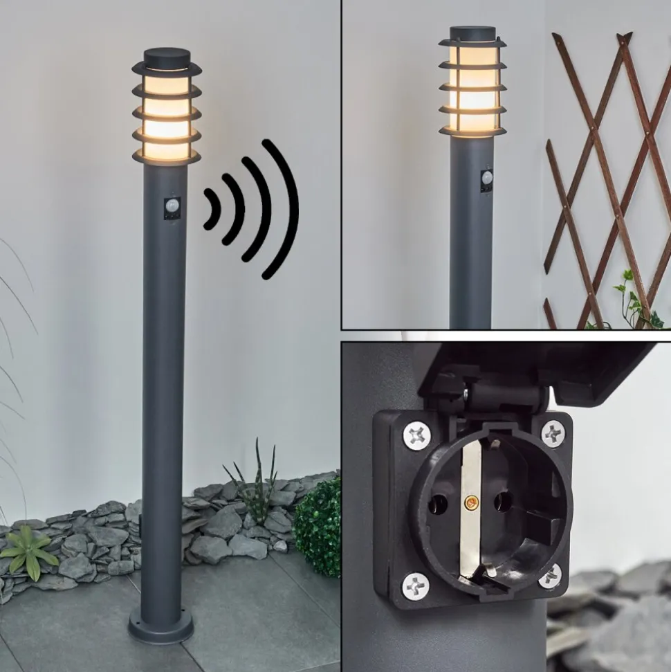 Borne Lumineuse Tunes Anthracite, 1 Lumiere, Detecteur De Mouvement