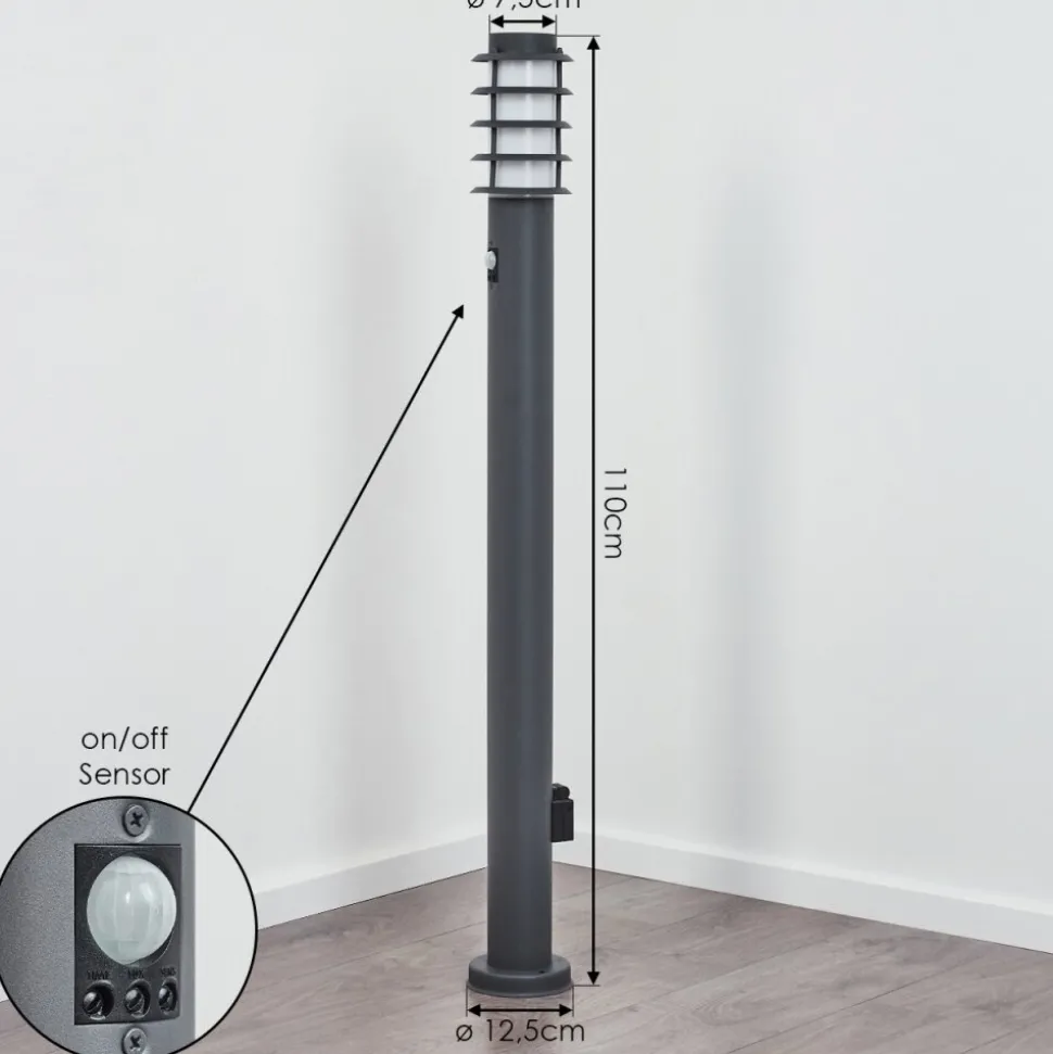 Borne Lumineuse Tunes Anthracite, 1 Lumiere, Detecteur De Mouvement