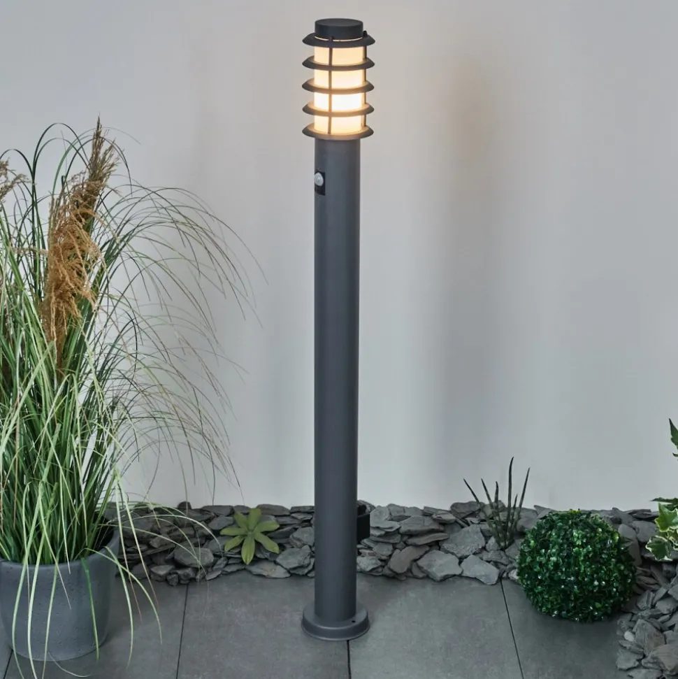 Borne Lumineuse Tunes Anthracite, 1 Lumiere, Detecteur De Mouvement