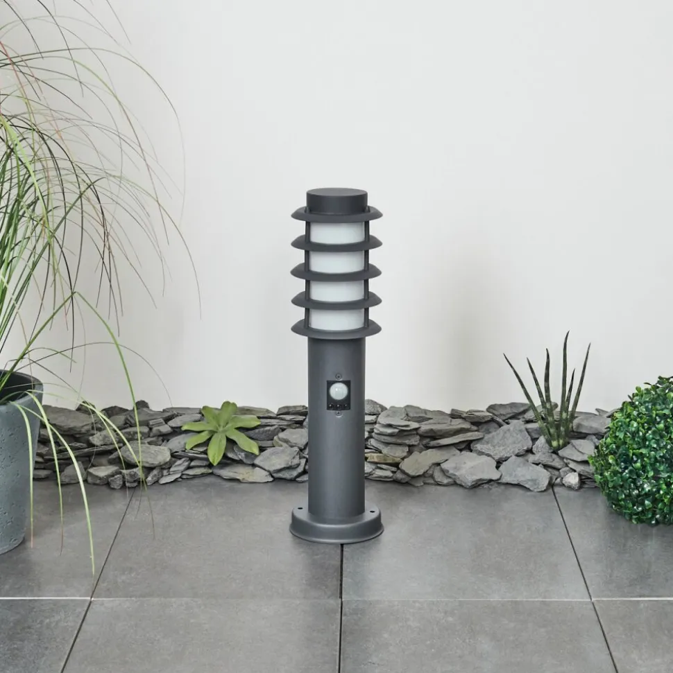 Borne Lumineuse Tunes Anthracite, 1 Lumiere, Detecteur De Mouvement
