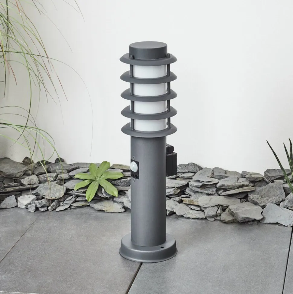 Borne Lumineuse Tunes Anthracite, 1 Lumiere, Detecteur De Mouvement