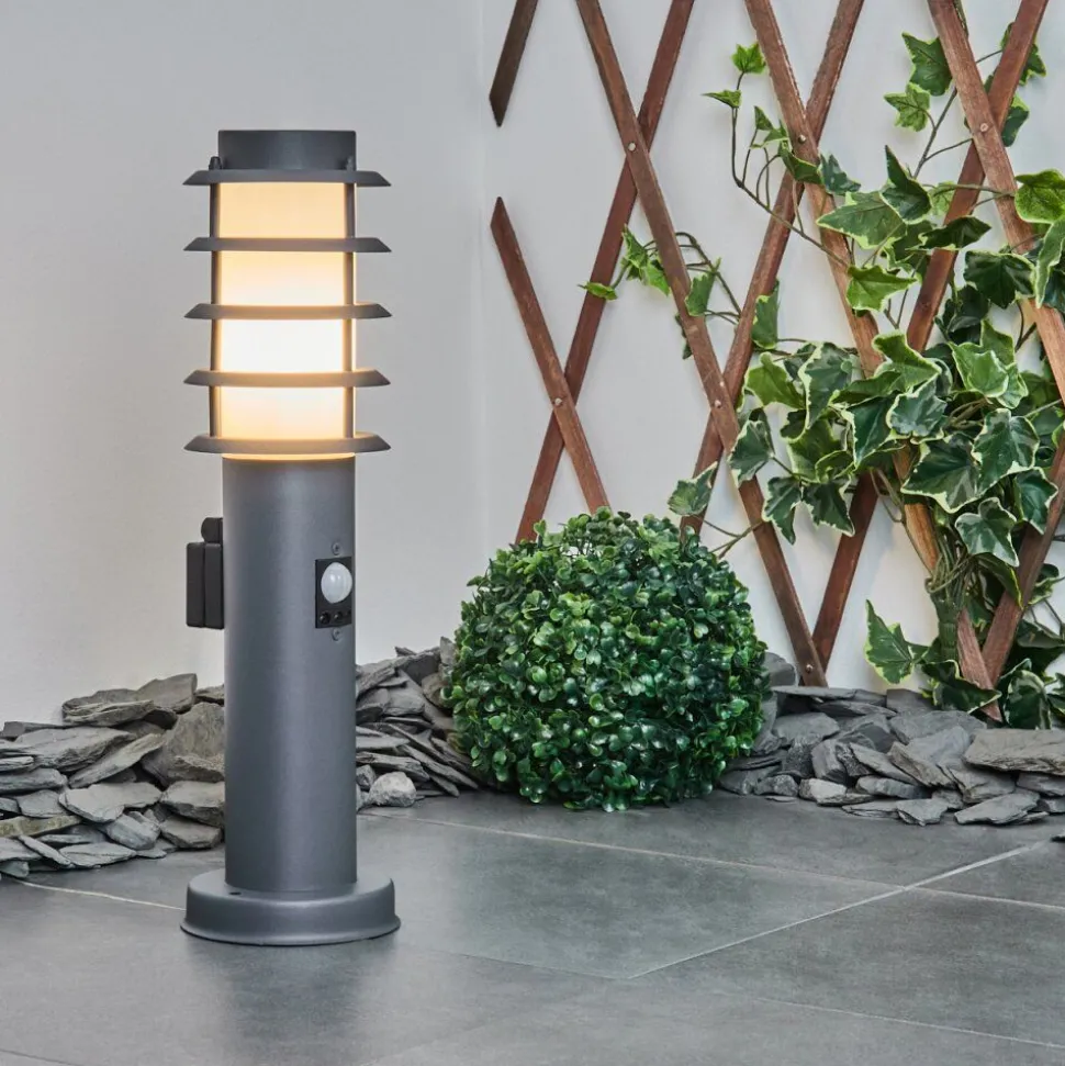 Borne Lumineuse Tunes Anthracite, 1 Lumiere, Detecteur De Mouvement