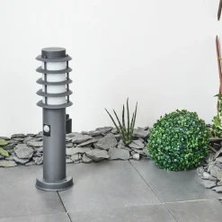 Borne Lumineuse Tunes Anthracite, 1 Lumiere, Detecteur De Mouvement