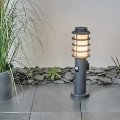 Borne Lumineuse Tunes Anthracite, 1 Lumiere, Detecteur De Mouvement