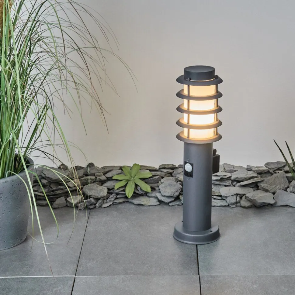 Borne Lumineuse Tunes Anthracite, 1 Lumiere, Detecteur De Mouvement