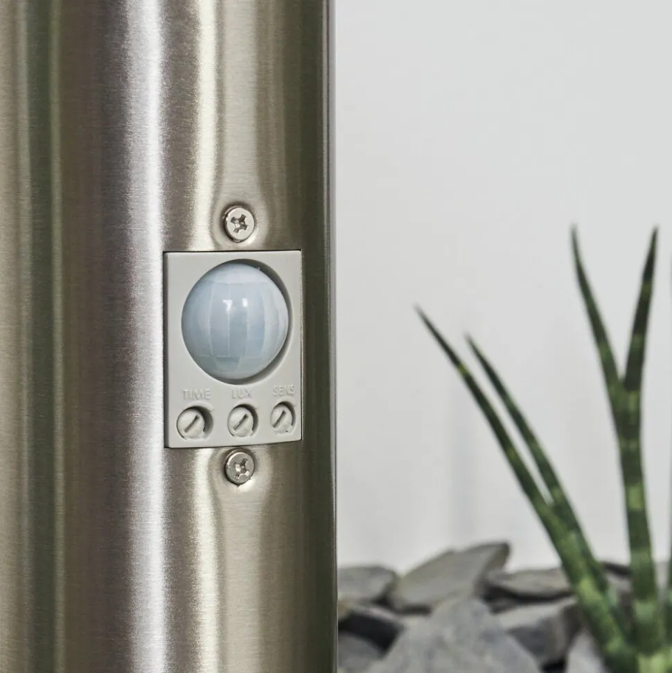 Borne Lumineuse Tunes Nickel Mat, 1 Lumiere, Detecteur De Mouvement