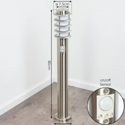 Borne Lumineuse Tunes Nickel Mat, 1 Lumiere, Detecteur De Mouvement