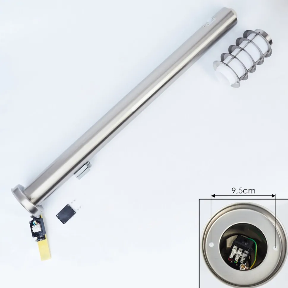 Borne Lumineuse Tunes Nickel Mat, 1 Lumiere, Detecteur De Mouvement