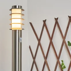 Borne Lumineuse Tunes Nickel Mat, 1 Lumiere, Detecteur De Mouvement