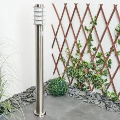 Borne Lumineuse Tunes Nickel Mat, 1 Lumiere, Detecteur De Mouvement