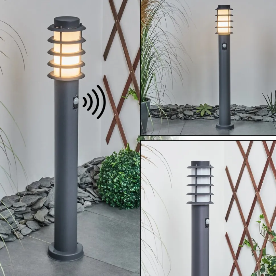 Borne Lumineuse Tunes Nickel Mat, 1 Lumiere, Detecteur De Mouvement