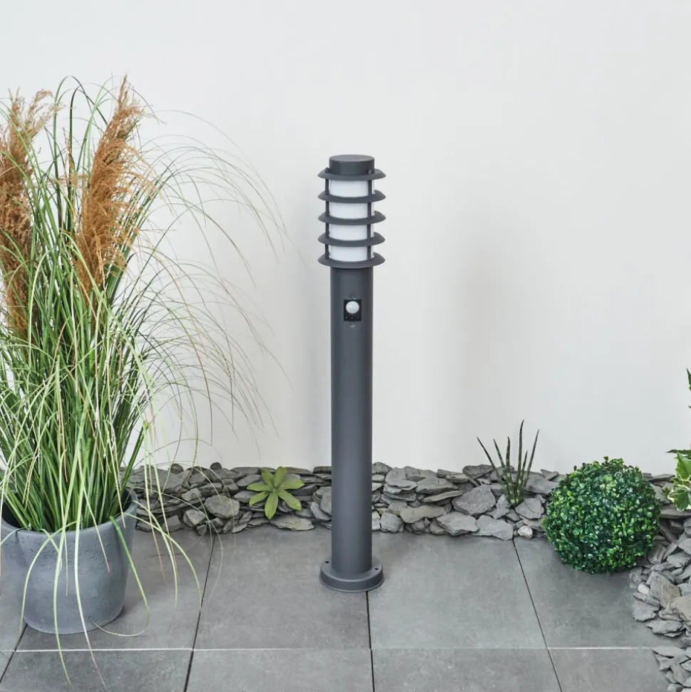 Borne Lumineuse Tunes Nickel Mat, 1 Lumiere, Detecteur De Mouvement