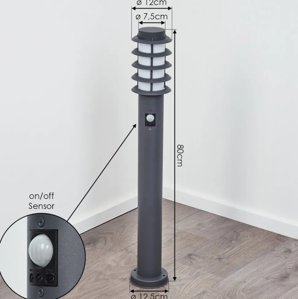 Borne Lumineuse Tunes Nickel Mat, 1 Lumiere, Detecteur De Mouvement