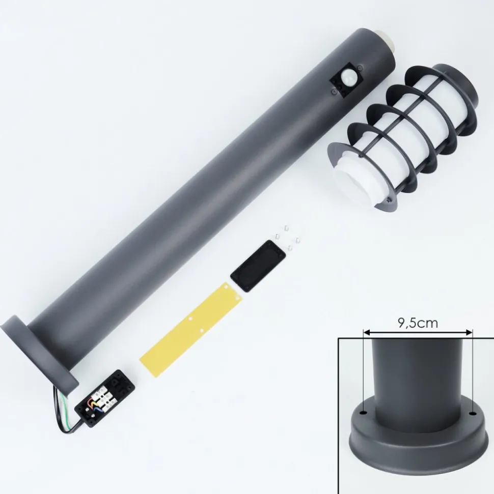 Borne Lumineuse Tunes Nickel Mat, 1 Lumiere, Detecteur De Mouvement