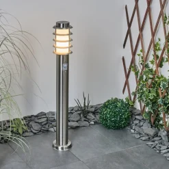 Borne Lumineuse Tunes Nickel Mat, 1 Lumiere, Detecteur De Mouvement