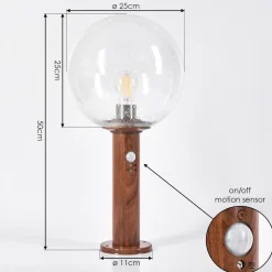 Borne Lumineusebubodefo Brun, Couleur Bois, 1 Lumiere, Detecteur De Mouvement