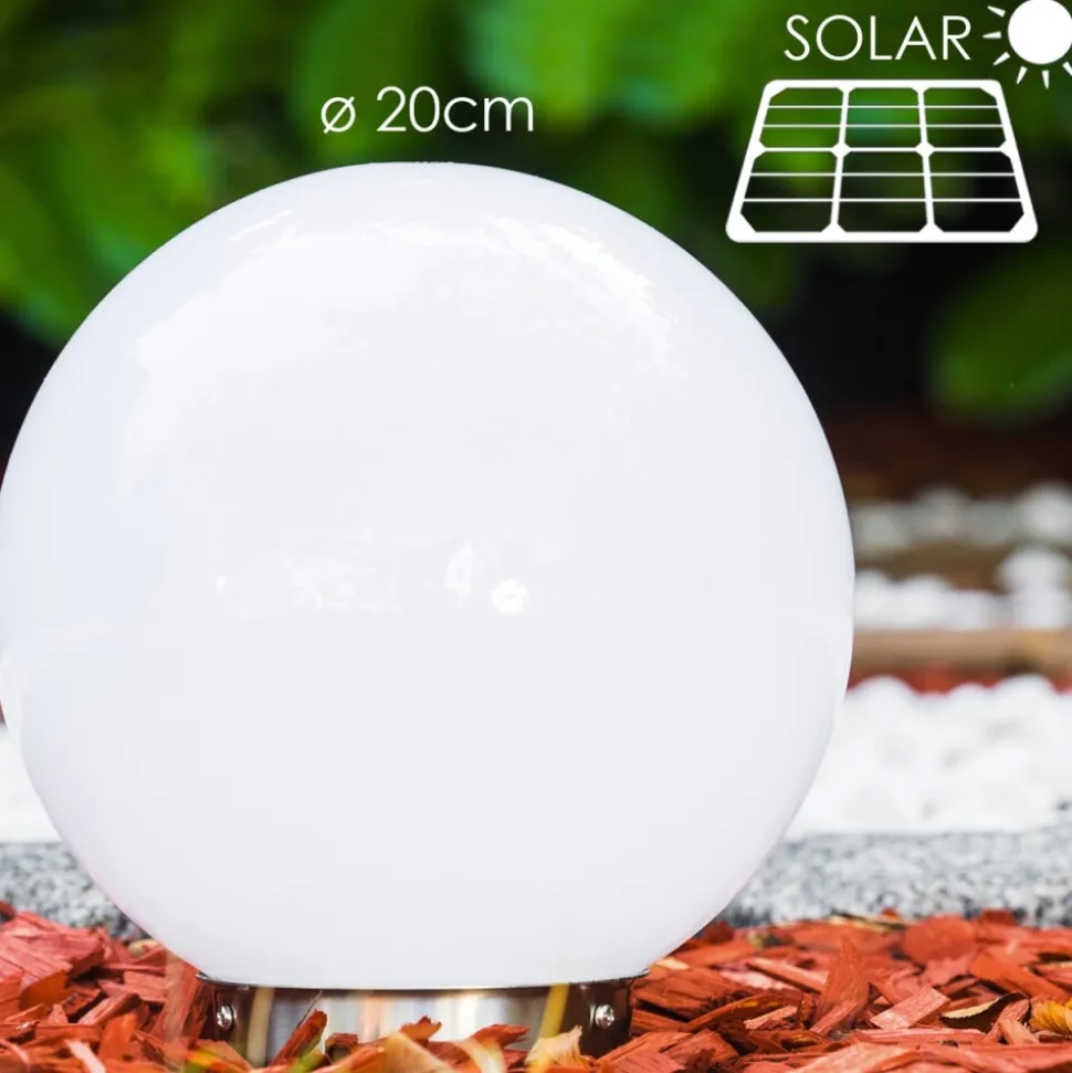 Boule Lumineuse Solar Led Acier Inoxydable, 2 Lumieres