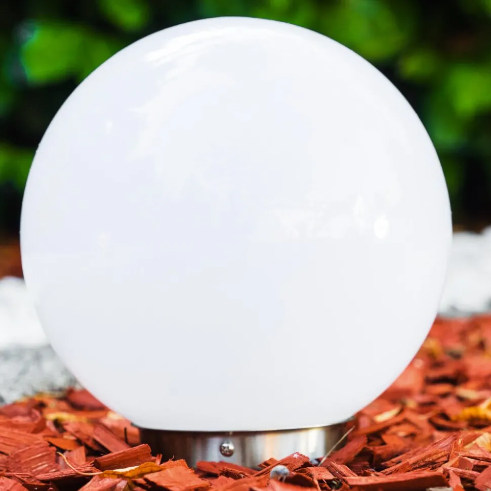 Boule Lumineuse Solar Led Acier Inoxydable, 2 Lumieres