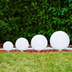 Boule Lumineuse Solar Led Acier Inoxydable, 2 Lumieres