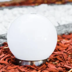 Boule Lumineuse Solar Led Acier Inoxydable, 2 Lumieres