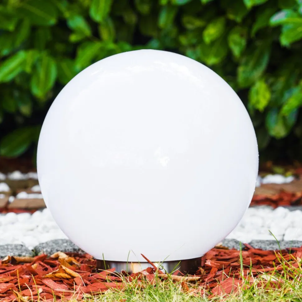 Boule Lumineuse Solar Led Acier Inoxydable, 2 Lumieres