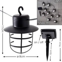 Guirlande Pozzuoli Led Noir, Blanc, 10 Lumieres