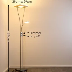 Lampadaire A Vasque Kimba Led Nickel Mat, 3 Lumieres