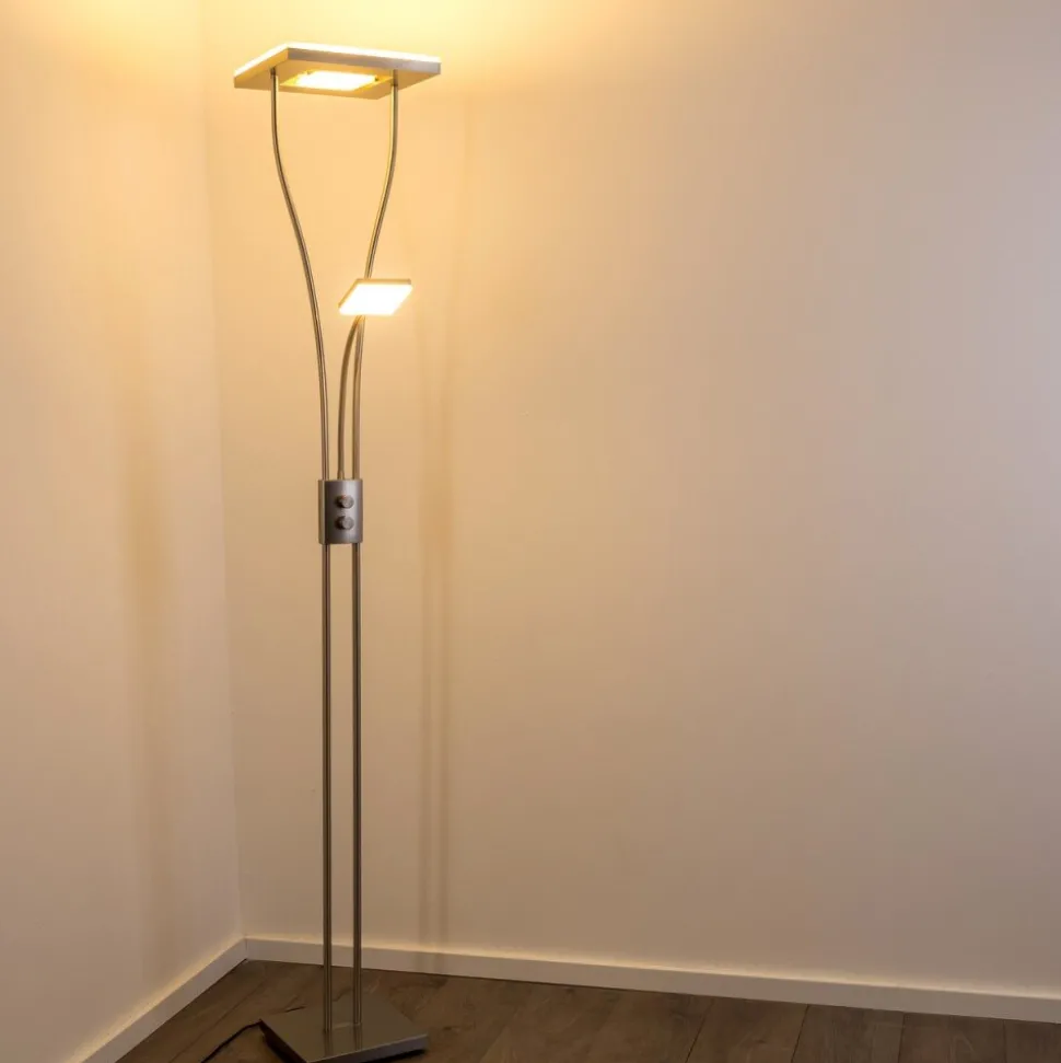 Lampadaire A Vasque Kimba Led Nickel Mat, 3 Lumieres