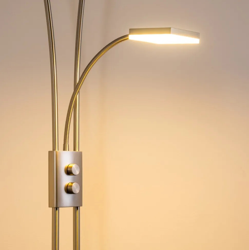 Lampadaire A Vasque Kimba Led Nickel Mat, 3 Lumieres