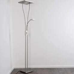Lampadaire A Vasque Kimba Led Nickel Mat, 3 Lumieres