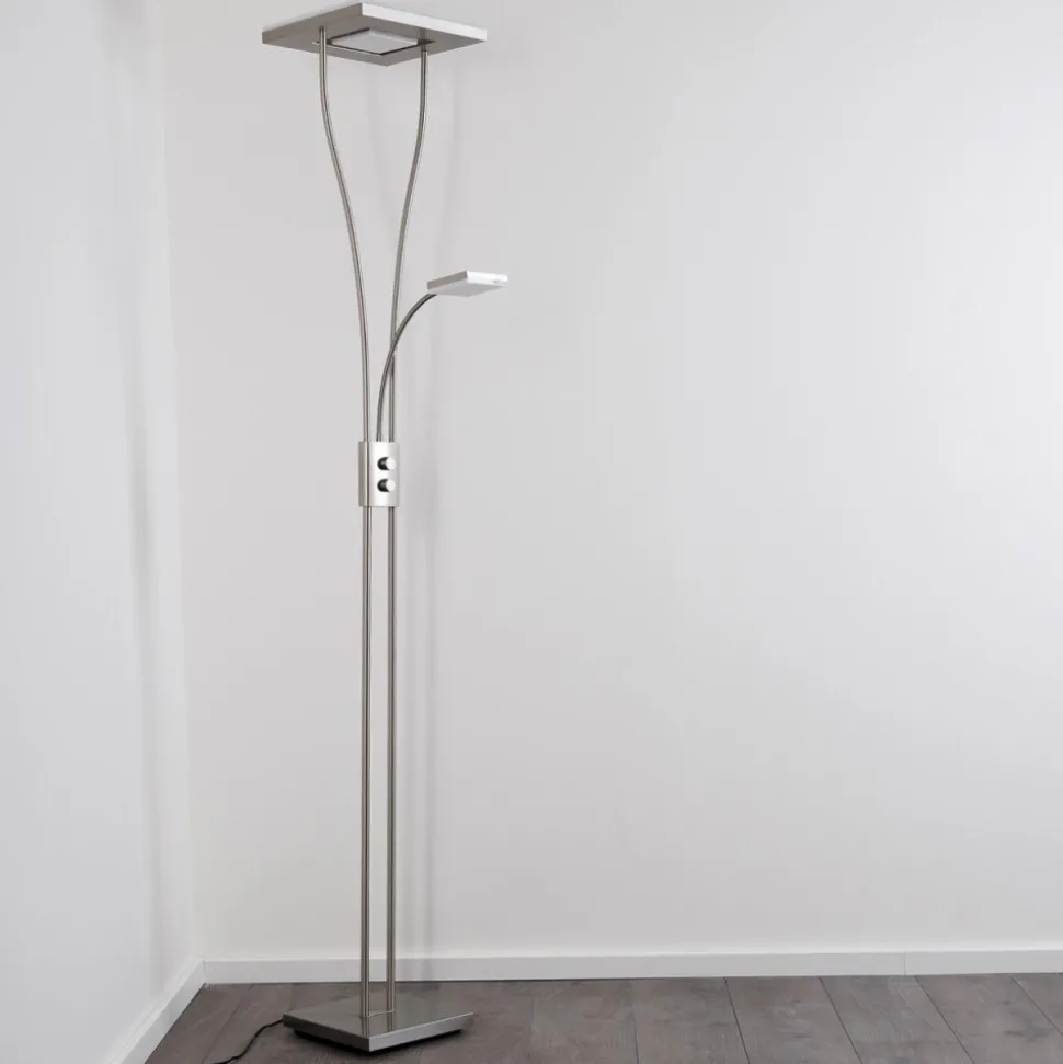 Lampadaire A Vasque Kimba Led Nickel Mat, 3 Lumieres
