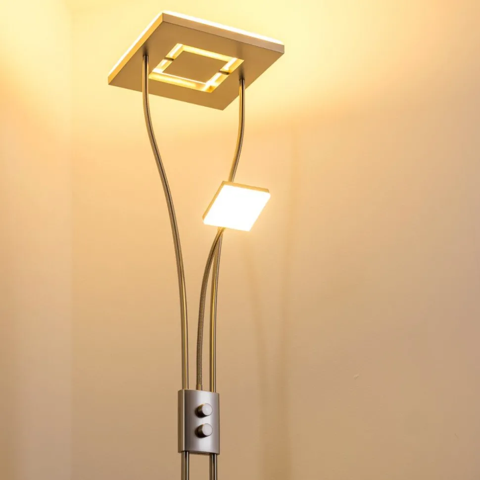 Lampadaire A Vasque Kimba Led Nickel Mat, 3 Lumieres